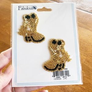 Vinatge Cowboy Boot Beaded Patches